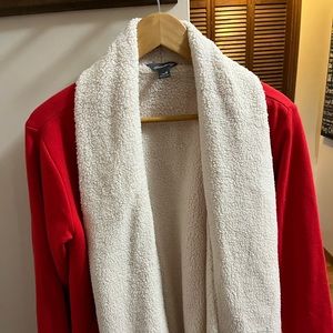 Red Eddie Bauer sweater coat. Size Medium